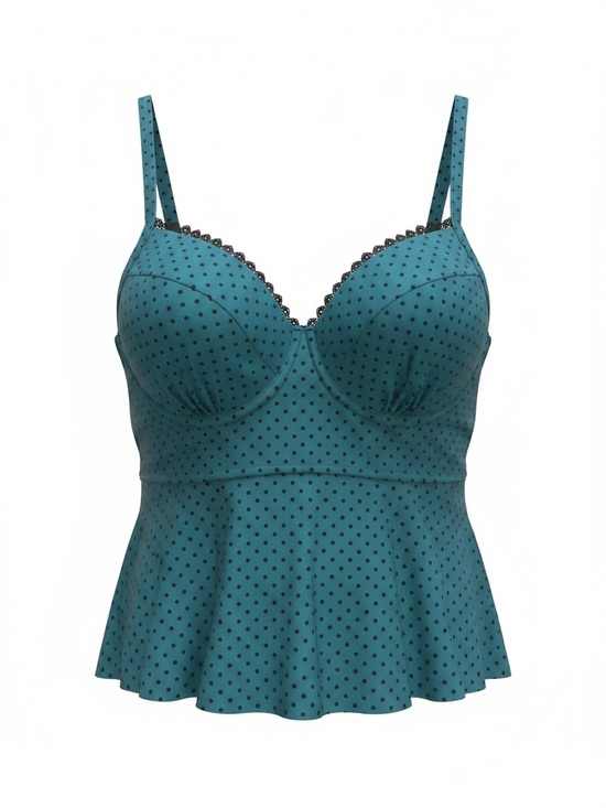 Terra & Sky Other - Terra & Sky Teal Polka Dot Peplum Bandeau Top